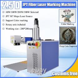 100W 2.5D JPT Mopa M7 Fiber Laser Marking Machine Metal Deep Curved Engraving