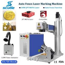 100W Auto Focus JPT Mopa Fiber Laser Marking Engraver Machine With Air Purifier