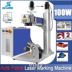 100W JPT Auto Focus M7 Fiber Laser Marking Machine Engraver Marker Rotary Axis