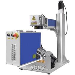 100W JPT Auto Focus Mopa Fiber Laser Marking Machine Engraver Marker Rotary Axis