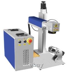 100W JPT Auto Focus Mopa Fiber Laser Marking Machine Engraver Marker Rotary Axis