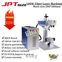 100W JPT M7 Mopa 300300mm Fiber Laser Marking Cutting Machine Quartz Lens US