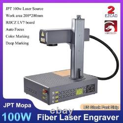 100W JPT M7 Mopa Fiber Laser Engraver Marking Machine Auto Focus Color Print US