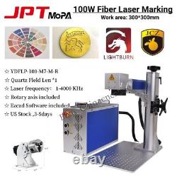 100W JPT M7 Mopa Fiber Laser Marking Cutting Machine Quartz Lens BJJCZ Rotary US