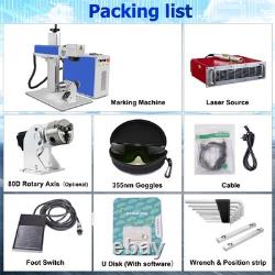 100W JPT Mopa Fiber Laser Marking Machine Rotary Metal Steel Printing Rotary US