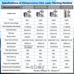 100W JPT Mopa Fiber Laser Marking Machine Rotary Metal Steel Printing Rotary US