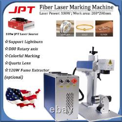 100W JPT Mopa M7 Fiber Laser Marking Machine Rotary Metal Steel Color Marking US