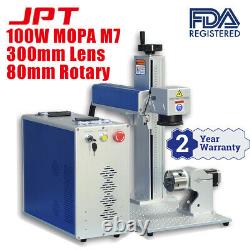 100W MOPA JPT M7 Fiber Laser Engraver Laser Marking Machine with D80 Rotary Axis