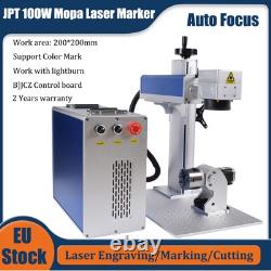100W Mopa M7 Fiber Laser Marking Cutting Machine Ezcad2 Rotary Auto Focus EU