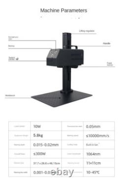 10W Handheld Fiber Laser Marking Engraving Machine Desktop For Metal 110MM