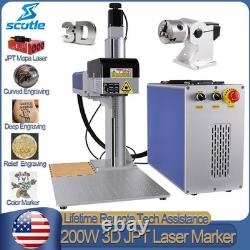 200W JPT MOPA 3D Fiber Laser Marking Machine Curved Relief Deep Engraving Marker