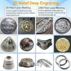 200W JPT MOPA 3D Fiber Laser Marking Machine Curved Relief Deep Engraving Marker