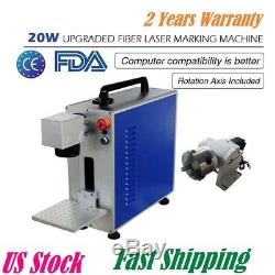 20W Fiber Laser Marking and Engraving Machine Metal Engraver with Ratory Axis