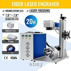 20W Raycus Fiber Laser Marking Machine 7.9×7.9 Metal Engraver Rotation Axis