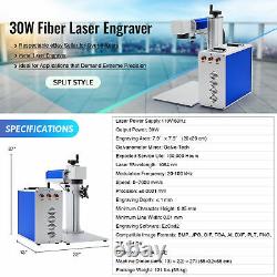 30W 7.9 x7.9 Split Fiber Laser Marking Metal Marker Engraver w. Rotary Axis A