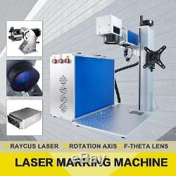 30W 7.9x7.9 Fiber Laser Marking Machine Metal Engraver Engraving With Rotary Axis