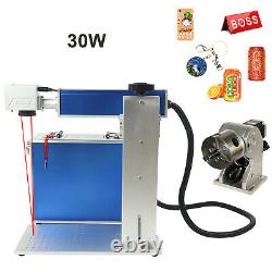 30W Fiber Laser Engraver Marking Machine Engraving Rotary Axis EzCad2 150x150mm