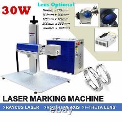 30W Fiber Laser Marking Engraver Machine Raycus Laser with Rotary Axis FDA
