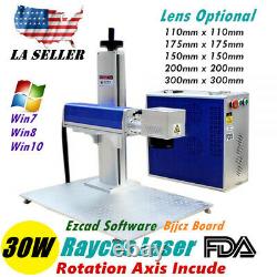 30W Fiber Laser Marking Engraving Engraver Machine Raycus Laser with Rotary Axis