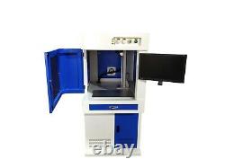 30W Fiber Laser Marking Engraving Machine Etch Engrave Metal Steel Full Cabinet