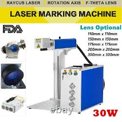 30W Fiber Laser Marking Engraving Machine Raycus Laser Rotary Axis for Tumbler