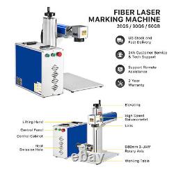 30W Fiber Laser Marking Machine 7.9x7.9 Laser Engraver with D80 Rotary Axis