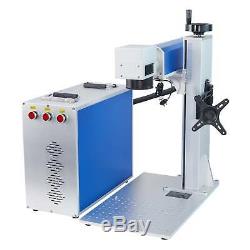 30W Fiber Laser Marking Machine With Rotation Axis 7.9x7.9 Metal Engraver Ezcad2