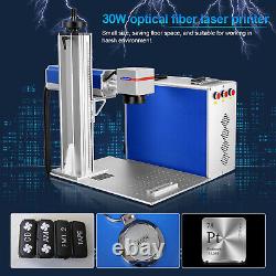 30W Fiber Optical Laser Marking Metal Marker Engraver with Rotary Axis Input