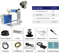 30W Mopa 7.9x7.9 JPT Fiber Laser Marking Engraving Machine & Rotary Axis US