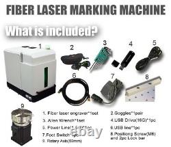 30W Raycus Enclosed Fiber Laser Engraver Laser Marking Machine with D69 Rotary