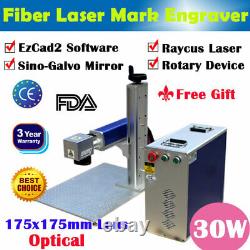 30W Raycus Fiber Laser Marking Engraving Machine Rotary Axis for Tumblers FDA CE