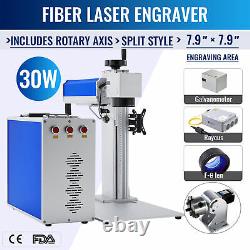 30W Raycus Fiber Laser Marking Metal Engraver Marker 7.9× 7.9 with Rotary Axis