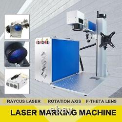 30W Raycus Laser Fiber Laser Marking Machine Metal Engraver with Rotary Axis