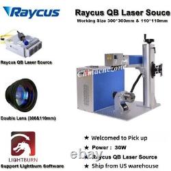 30W Raycus QB Laser Fiber Marking Machine 11.811.8'' Split Laser Rotary axis US