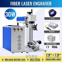 30W Split Fiber Laser Marking 7.9x7.9 Metal Marker Engraver with Rotary Axis