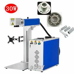 30w fiber laser marking machine+ rotary axis attachment metal non-metal engraver