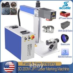 3D 200W JPT MOPA Fiber Laser Marking Machine Curved Relief Deep Engraving EZCAD3