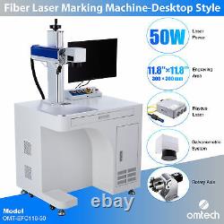 50W 11.8x11.8in Raycus Fiber Laser Marking Metal Laser Engraver with Rotary Axis