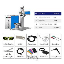 50W 7.9x7.9 Fiber Laser Marking Metal Marker Engraver with D80 Rotary Axis