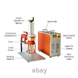 50W Fiber Laser Engraving Machine With 80mm rotary Handheld Design Ship From USA