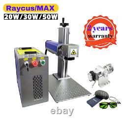 50W Fiber Laser Marking Machine Ind Rotary Chuck Metal Engraving Steel Engraver