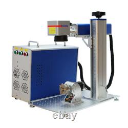 50W Fiber Optic Laser Marking Machine Laser Engraver with Rotary Axis 110V
