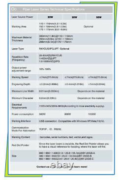 50W JPT Fiber Laser Engraver Laser Marking Machine with 100mm Rotary Axis