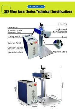 50W JPT Fiber Laser Engraver Laser Marking Machine with 100mm Rotary & Workbench