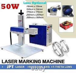 50W JPT Fiber Laser Engraver Marking Machine for Tumbler, Jewelry + Rotary Axis