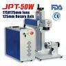 50w Jpt Fiber Laser Marking Machine 125mm Rotary Axis 175mmce&fda Laser Engraver
