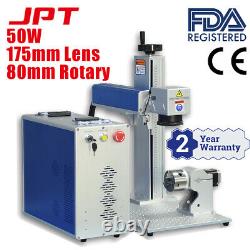 50W JPT Fiber Laser Marking Machine Laser Engraver Laser Marker with 80mm Rotary