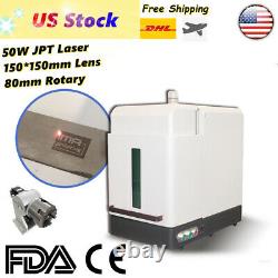 50W JPT Full Enclosed Fiber Laser Marking Machine Rotary Axis Included Engraver