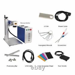 50W Raycus Fiber Laser Marking Machine 300300mm & 80mm Rotary Axis EzCad2