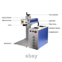 50W Raycus Fiber Laser Marking Machine 300300mm & 80mm Rotary Axis & Lightburn